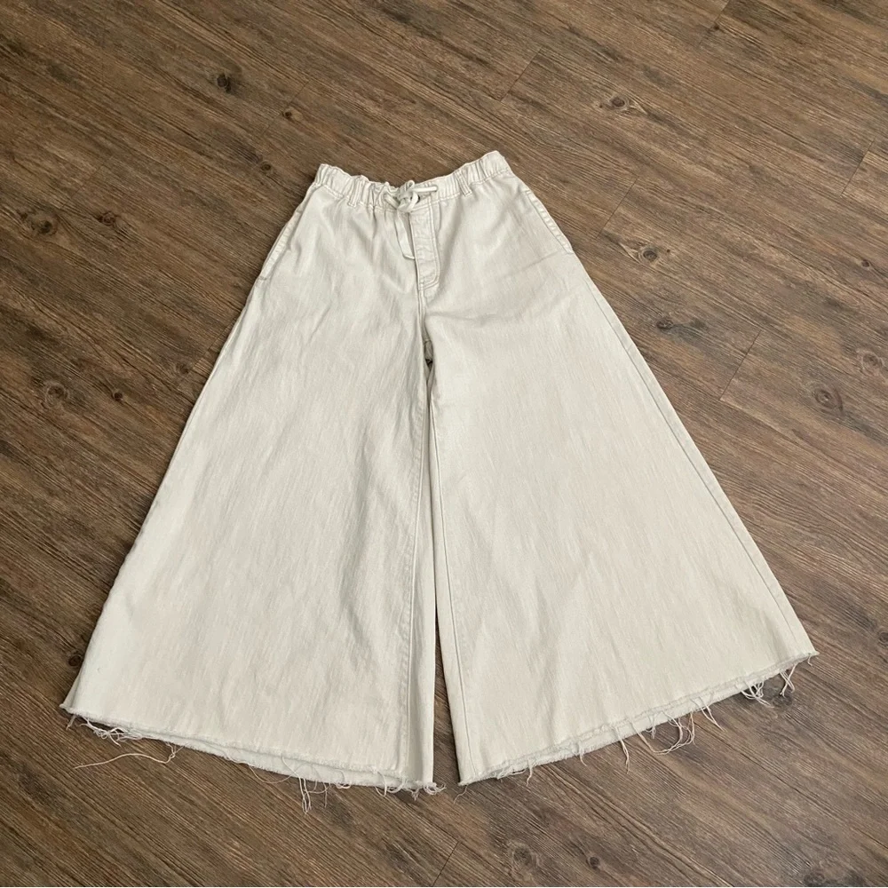 We the Free Free People Cream Wide-Leg Denim Pants XSMALL - Picture 3 of 10